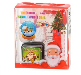 набор новогодний: роликовый штамп 3шт + подушка с чернилами mc-5913 /basir