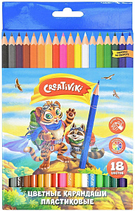 карандаши 18цв. пластиковые creativiki   цкп18кр /creativiki