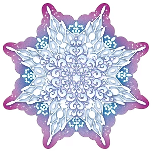 панно новогоднее снежинка на скотче, картон 15*15см 079.434 /мирпоздр