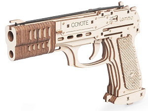 конструктор 3d дерев. подвижн пистолет-резинкострел койот 180*25*125мм 71дет. 0192 /lemmo