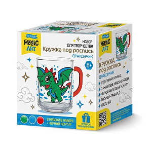 набор для творч. роспись кружки дракончик, краски, кисть, трафарет, к/к, 05054 /дескор