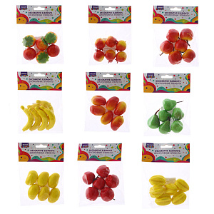 заготовки пластиковые fruits фрукты 6шт по 3,9см, ассорти,  м-10028 /mazari