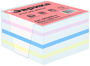 блок бумаги для заметок 90*90*50 белый в пластиковой подставке, 65г/м2, бк995ст /эврика