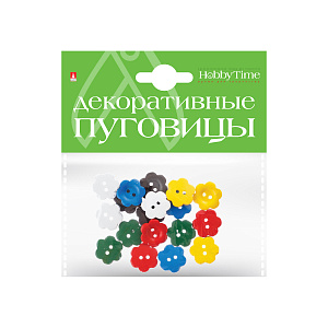 декор пуговицы однотонные цветочки 20мм набор №1 (микс цветов) 2-567/03 /hobbytime