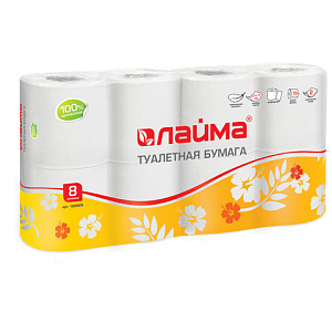бумага туалетная 2-сл. белая (8рул*19м) 126905 /лайма