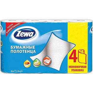полотенца бумажные 2-сл. белые (4рул.*14м),  144099 /zewa