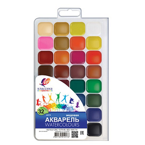 акварель 32цв классика пластик.коробка, б/к 26с1579-08 /луч изображение акварель 32цв классика пластик.коробка, б/к 26с1579-08 /луч