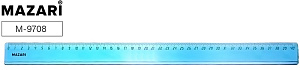линейка 40см прозрачная флю синяя. м-9708 /mazari