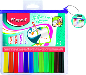набор 12 маркеров для доски marker pep's пласт.футляр на молнии 741817 741845 /maped