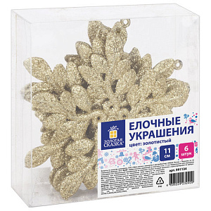 набор из 6 снежинок-подвесок 11см золото, глиттер 591134 /золотая сказка изображение набор из 6 снежинок-подвесок 11см золото, глиттер 591134 /золотая сказка