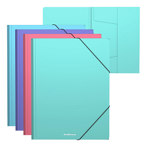 папка-конверт на резинках пластиковая diagonal pastel ассорти 50400 /ек