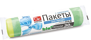 мешки для мусора 30л, 20шт/рул. черные, пвд, 20мкм, 50х60 см (±5%), особо прочные, 605330