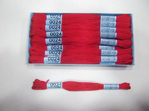 нитки для вышив. мулине х/б 8м №0024 т.красный /gamma