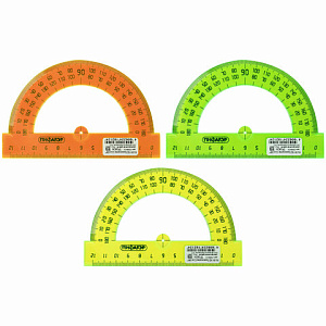 транспортир 12см ассорти неон прозрачный, 210622 /br изображение транспортир 12см ассорти неон прозрачный, 210622 /br