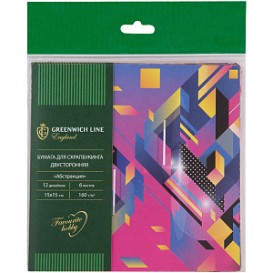 бумага для скрапбукинга двухсторонняя 150*150мм абстракция, 6л, 160г/м2, бс_22872 /greenwich line