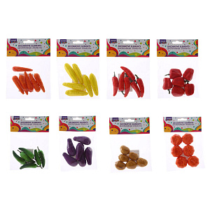 заготовки пластиковые vegetables овощи, 6шт по 3,9см, ассорти, м-10029 /mazari