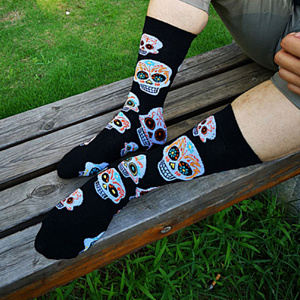 носки калавера катрина, яркие и цветные, р-р 36-41, черные, 16095 /sova