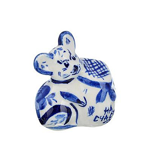 мышонок со счастьем гжель фарфор 6*5*3,5см 398-319