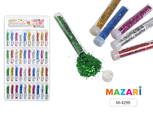 блестки декоративные 6 цветов ассорти в пластиковой тубе с крышкой м-4296 /mazari