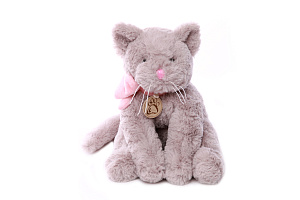 игрушка мягкая кот 30см серо-розовый, ат365114 /lapkin
