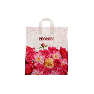 пакет с ручками, петля  38*42, пионы фото