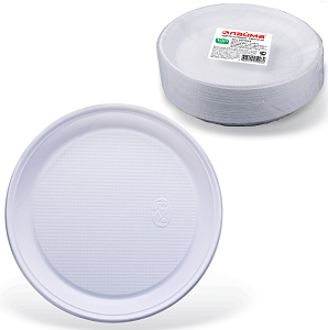 тарелка одноразовая д220мм бюджет плоская, белая, пс 600943 /лайма изображение тарелка одноразовая д220мм бюджет плоская, белая, пс 600943 /лайма