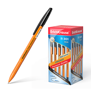 ручка 0.7  r-301 orange черная 22188, 43195 /ек