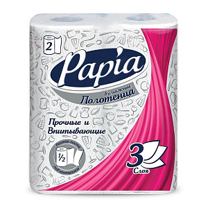 полотенце бумажное 3-сл. белое, 2рул*11м, 1/2 5081504 /papia