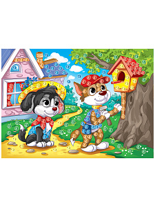 мозаика из страз веселые щенки м-0433 /рыжий кот