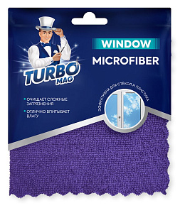 салфетка для окон и пластика 30*30см window, 270г/м2, pu-пропитка, 53003, фиолетовая /turbomag