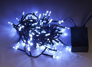 эл.гирл. 100л led гроздь 2,7м 8режимов белая, зеленый провод, dmbl10028w6* /holiday classics