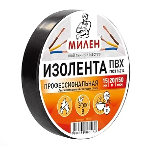 изолента 1мм*20м пвх, черная tim516t /милен изображение изолента 1мм*20м пвх, черная tim516t /милен