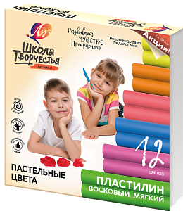 пластилин восковой 12цв школа творчества 29с1771-08 /луч