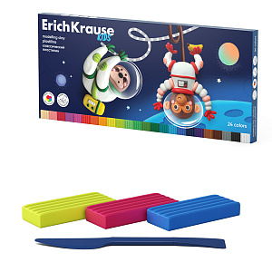 пластилин 24цв. 432г +стек, kids space animals, 61335 /ek