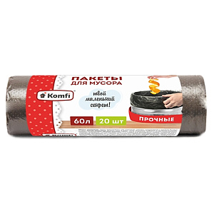 мешки для мусора 60л 20шт/рул., 10мкм пнд pm620bl /komfi
