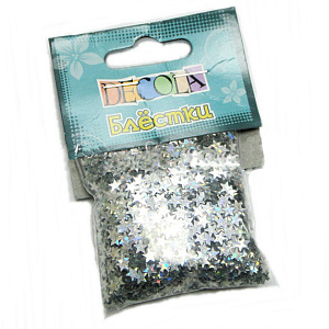 блестки декоративные 4мм 20гр звезды серебро радужное w041-202-4 /decola
