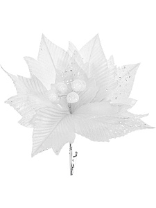 декор. украшение рождественский цветок. белоснежный цвет 23см, зажим ну-3995 /miland