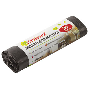 мешки для мусора 30л,  20 шт/рул., пнд, 5 мкм, 47х55 см (±5%), эконом, 605329 /любаша