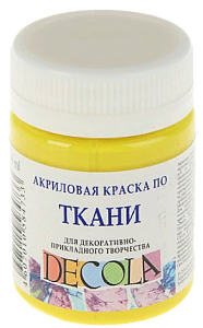 акрил по ткани, лимонный, 50мл,  4128214 /decola