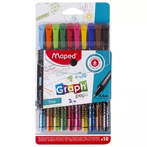 набор 10цв. линеров 0.4мм graph pep's декор, трехгр. корпус, пвх, 749050 /maped