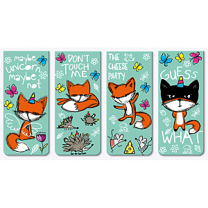 набор закладок магнитных  4шт. foxy,  25*56.6мм в сложенном виде,  8065228, 8065205 /devente