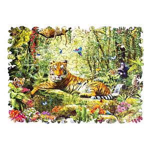 контурный пазл 174 тигр в джунглях m деревянный /zufa изображение контурный пазл 174 тигр в джунглях m деревянный /zufa