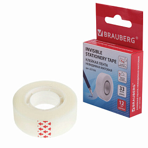 клейкая лента 12мм*33м прозрачная невидимая матовая  227256 /br