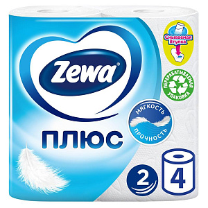 бумага туалетная  2-сл.белая 4 рул.*23м,184л /zewa