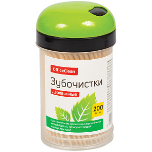 зубочистки деревянные, в баночке, 200шт. 258861 /officeclean