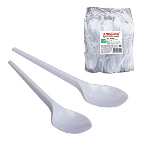 ложка столовая одноразовая 165мм белая бюджет 600947 /лайма изображение ложка столовая одноразовая 165мм белая бюджет 600947 /лайма