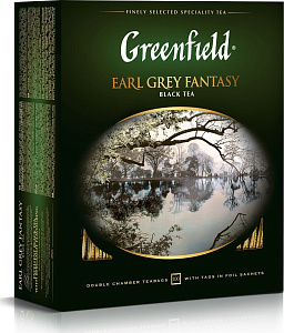 чай greenfield "earl grey fantasy", черный с бергамотом, 100 пакетиков в конв. по 2 г