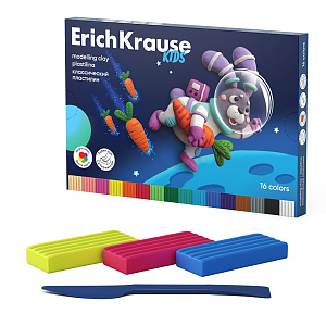 пластилин 16цв. 288г +стек, kids space animals, 61333 /ek