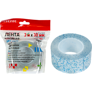 клейкая лента 30мм*3м двухсторонняя glitter nano tape многоразовая, 0,7мм, 4163401-403 /dev