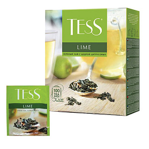 чай tess (тесс) "lime", зеленый с цедрой цитрусовых, 100пак. по 1,5 г, 0920-09